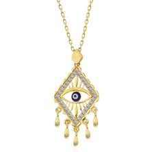 Gümüş Gold Nazarlı Göz Kadın Kolye