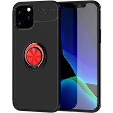 Newface Iphone 12 Kılıf Range Yüzüklü Silikon - Siyah-Kırmızı