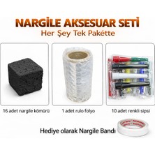 Puffstore Nargile Aksesuar Seti – 16 Adet Kömür + Folyo + 10 Renkli Sipsi | Hediye Nargile Bandı