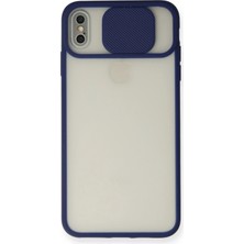 Newface Iphone x Kılıf Palm Buzlu Kamera Sürgülü Silikon - Lacivert