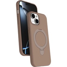 Newface Apple Iphone 15 Plus Regal Magsafe Standlı Kapak - Çöl Titanyum