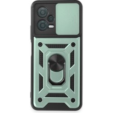 Newface Xiaomi Redmi Note 12 5g Kılıf Pars Lens Yüzüklü Silikon - Yeşil