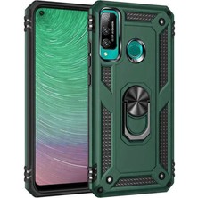 Newface Huawei P40 Lite E Kılıf Sofya Yüzüklü Silikon Kapak - Yeşil