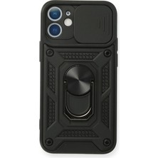 Newface Iphone 12 Mini Kılıf Pars Lens Yüzüklü Silikon - Siyah