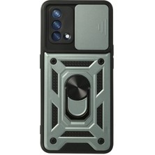 Newface Oppo A74 4g Kılıf Pars Lens Yüzüklü Silikon - Yeşil