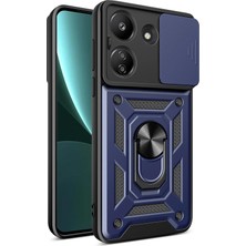 Newface Xiaomi Redmi 13C Kılıf Pars Lens Yüzüklü Silikon - Lacivert