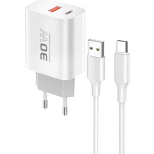 Konfulon C89Q 1 Adet 30W Type-C ve 1 Adet 22.5W USB Çıkışlı Ekstra DL49 1m USB To Type-C Kablolu Pd