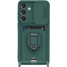 Newface Samsung Galaxy S25 Plus Kılıf Zuma Kartvizitli Yüzüklü Silikon - Yeşil