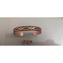 Neefy Kalp Gravürlü El Işçiliği Bileklik Saf Bakır Koleksiyonu Yüzük Birlikte