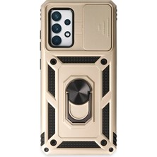 Newface Samsung Galaxy A52 Kılıf Pars Lens Yüzüklü Silikon - Gold