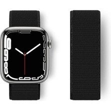 Newface Apple Watch 38MM Hasırlı Cırtcırtlı Kordon - Siyah