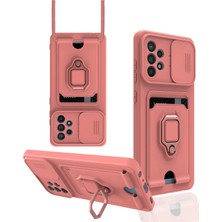 Newface Samsung Galaxy A72 Kılıf Zuma Kartvizitli Yüzüklü Silikon - Pembe