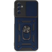 Newface Samsung Galaxy M14 5g Kılıf Pars Lens Yüzüklü Silikon - Lacivert