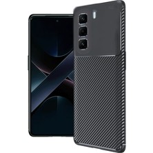 Newface Infinix Hot 50 4g Kılıf Auto Focus Karbon Kapak - Siyah