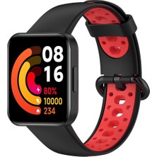 Newface Xiaomi Redmi Watch 2 Spor Delikli Kordon - Siyah-Kırmızı