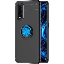 Newface Oppo Find X2 Kılıf Range Yüzüklü Silikon - Siyah-Mavi