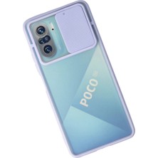 Newface Xiaomi Poco F3 Kılıf Palm Buzlu Kamera Sürgülü Silikon - Lila