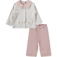 Kumru Bebek Yaka Hırkalı 3 Lü 6-18 Ay Takım - Pembe 6-9 Ay