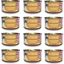 Schesir Ton ve Tavuklu Tam ve Dengeli Broth Pişirme Suyunda Kedi Konservesi 85 Gr. x 12 Adet