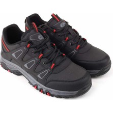 Ayakcity Erkek Outdoor Bağcıklı Kaymaz Taban Sneaker Ayakkabı - Siyah-Kırmızı - 36