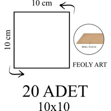 Feoly Art 3 mm 10X10 Mdf Plaka (20 Adet) - Hobi, Maket, Ahşap El Sanatları Için Uygun (20`li Paket)