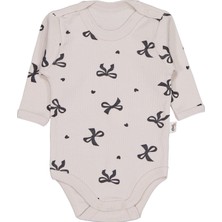 Civil Baby Bej Fiyonk Empirme Çıtçıtlı Badi 12-18 Ay Kız Çocuk İçin Düz Desenli Rahat Kumaş