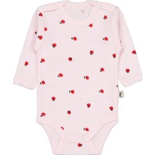 Civil Baby Pembe Uğur Böceği Desenli Çıtçıtlı Badi 2-3 Yaş Kız Çocuk İçin Pamuklu