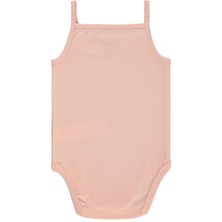 Kujju Civil Baby Penye Ip Askılı Dantelli  Kız Çıtçıtlı Badi - Pudra 2-3 Yaş
