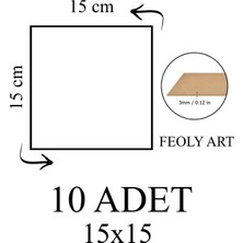 Feoly Art 3 mm 15X15 Mdf Plaka (10 Adet) - Hobi, Maket, Ahşap El Sanatları Için Uygun (10`lu Paket)