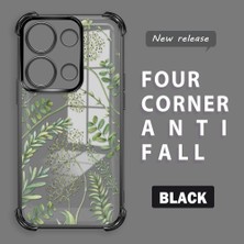 HONTINGA Xiaomi Poco M6 Pro 4g ile Uyumlu Şeffaf Kılıfı Düşüme Önleyici Basitlik Anti Düşme Kamera Korumali Siyah Desen Yumuşak Silikon Telefon Kılıfı Kadın ve Erkek Için Uygundur K3-0223