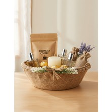 Bonvos Nişan, Nikah, Kına ve Söz Sepeti – Beyaz Lavanta Süslemeli Saplı Oval Sepet