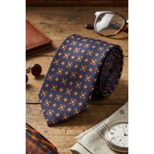 Kravatkolik Veddasca Style Lacivert Motif Desen Italyan Ipek Kravat İK2236