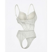 Ekru Dantelli Bodysuit