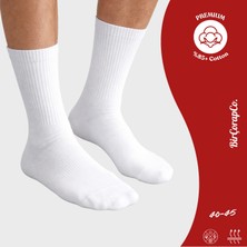 Birçorapco Erkek Beyaz Uzun Pamuklu Tenis Çorap Premium