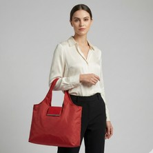 Kırmızı Katlanabilir Bez Çanta(Metal Toka) – Çantaya Takılabilir, Hafif ve Pratik Tasarım