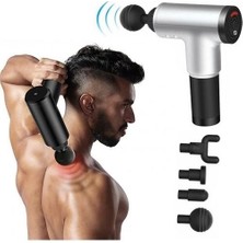 Eco Lounge Darbeli Titreşimli Tabanca Masaj Aleti Kas Rahatlatıcı 4 Başlıklı Şarjlı Göbek Eritme Cihazı Zayıflama ve Selülit Giderme