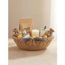 Bonvos Nişan, Nikah, Kına ve Söz Sepeti – Mor Lavanta Süslemeli Dekoratif Oval Sepet