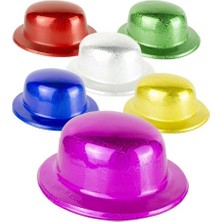 ForWhat Büro Ev Ofis Etkinlik Gösteri Kostümü Için Plastik Gümüş Hologram Melon Şapka