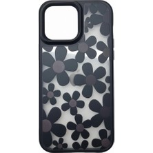Çerçici Iphone 16 Pro Max Çiçekli Kılıf Bağlama Aparatlı Siyah