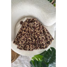Miniğimin Cicileri Leopar Astarlı Kız Bebek Ceket - Kahve