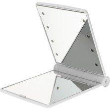 Techtic Katlanır Mini Işıklı Makyaj Aynası Cep Çanta Aynası 8 LED PILLI(23A 12V Pil Dahildir)