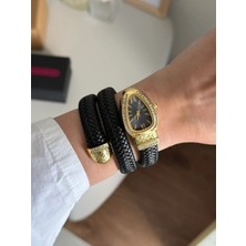Quartz Yılan Model Sarmal Deri Kordon Kadın Saat