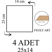 Feoly Art 3 mm 25X14 Mdf Plaka (4 Adet) - Hobi, Maket, Ahşap El Sanatları Için Uygun (4`lü Paket)