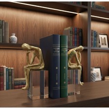 Mirsa Global Kitap Tutucu 2 Li Kristal Kaideli Düşünen Insan Biblo Kitap Tutucu