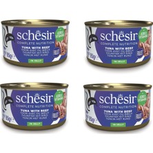Schesir Ton ve Sığır Etli Tam ve Dengeli Jöleli Kedi Konservesi 85 Gr. x 4 Adet