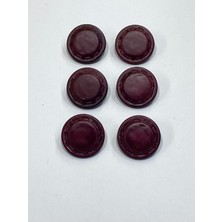 Kaban Mont Düğmesi Italyan Düğme / Deri Görünümlü / Bordo / 6 Lı Set / 2,7 cm