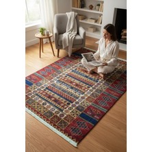 Dokuma Tabanlı Etnik Desenli Yıkanabilir Baskılı Kilim Salon Mutfak Yolluk