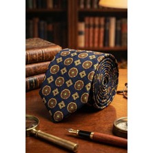 Kravatkolik Onsernone Style Lacivert Motif Desen Italyan Ipek Kravat İK2244