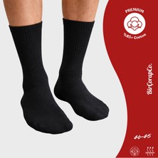 Birçorapco Erkek Siyah Uzun Pamuklu Tenis Çorap Premium
