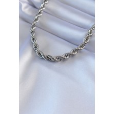 316L Çelik Gümüş Renk Burgu Model 45 cm Kadın Ke